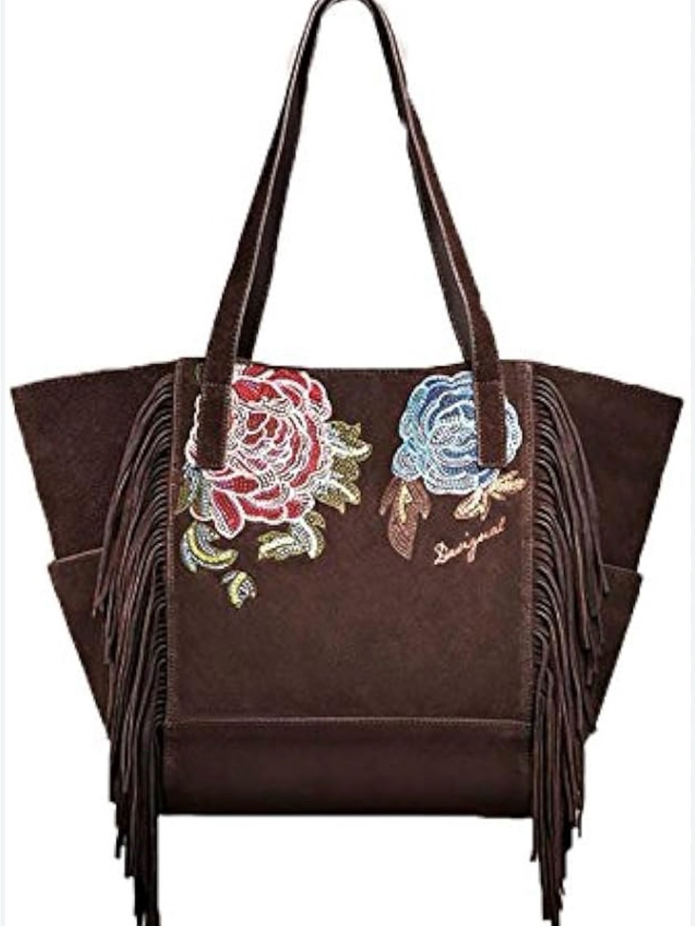 Desigual Orlando Antidots fringed suede embroidered shopper tote